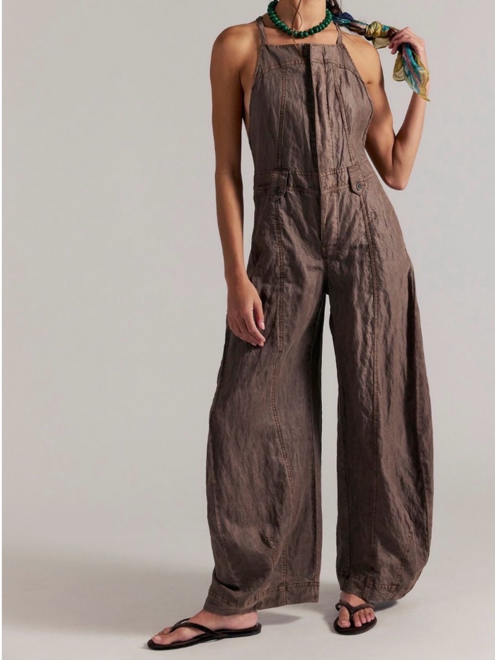 Free people Sylvia barrel one piece jumpsuit double espresso